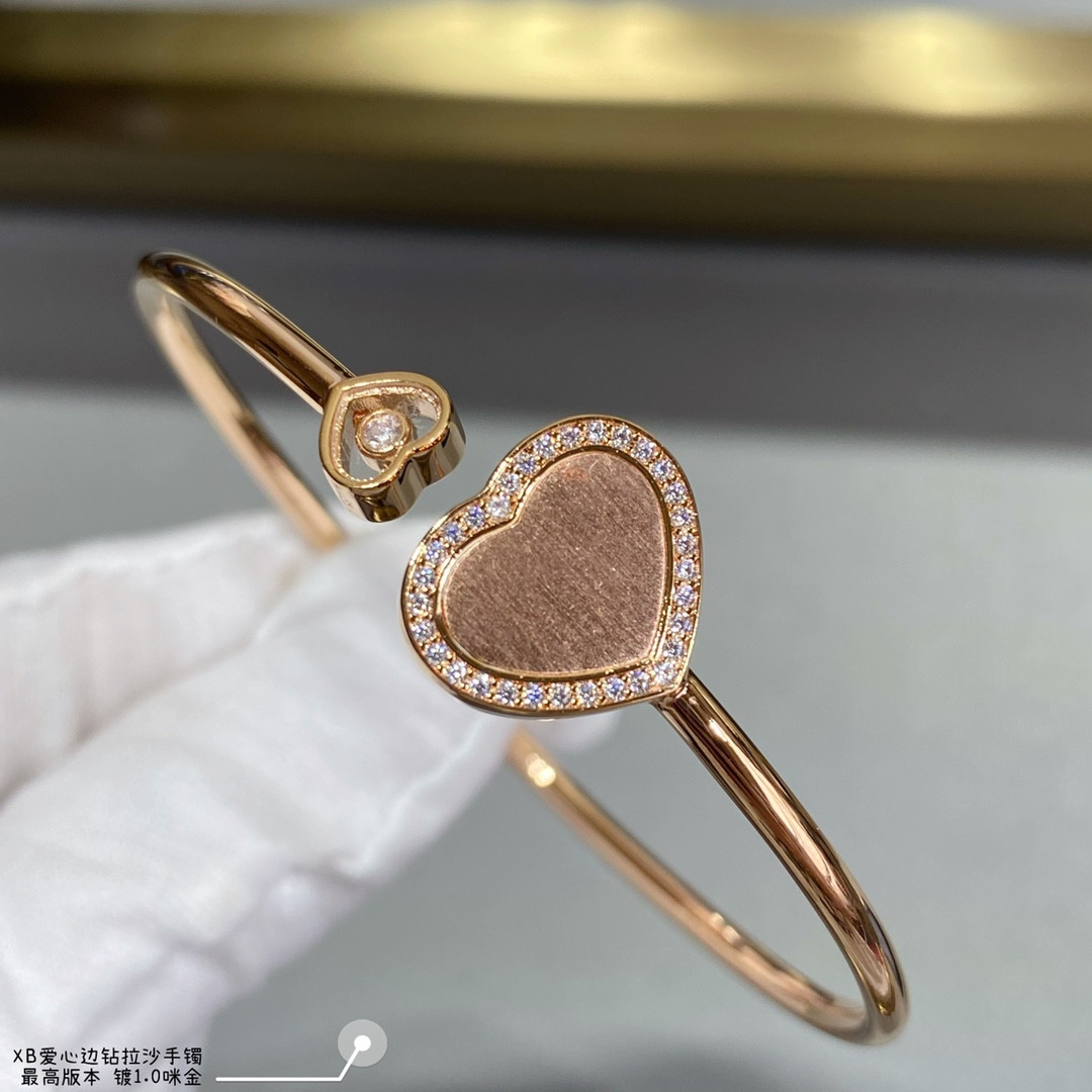 chopard heart-shaped edge Di*m*nd brushed bracelet