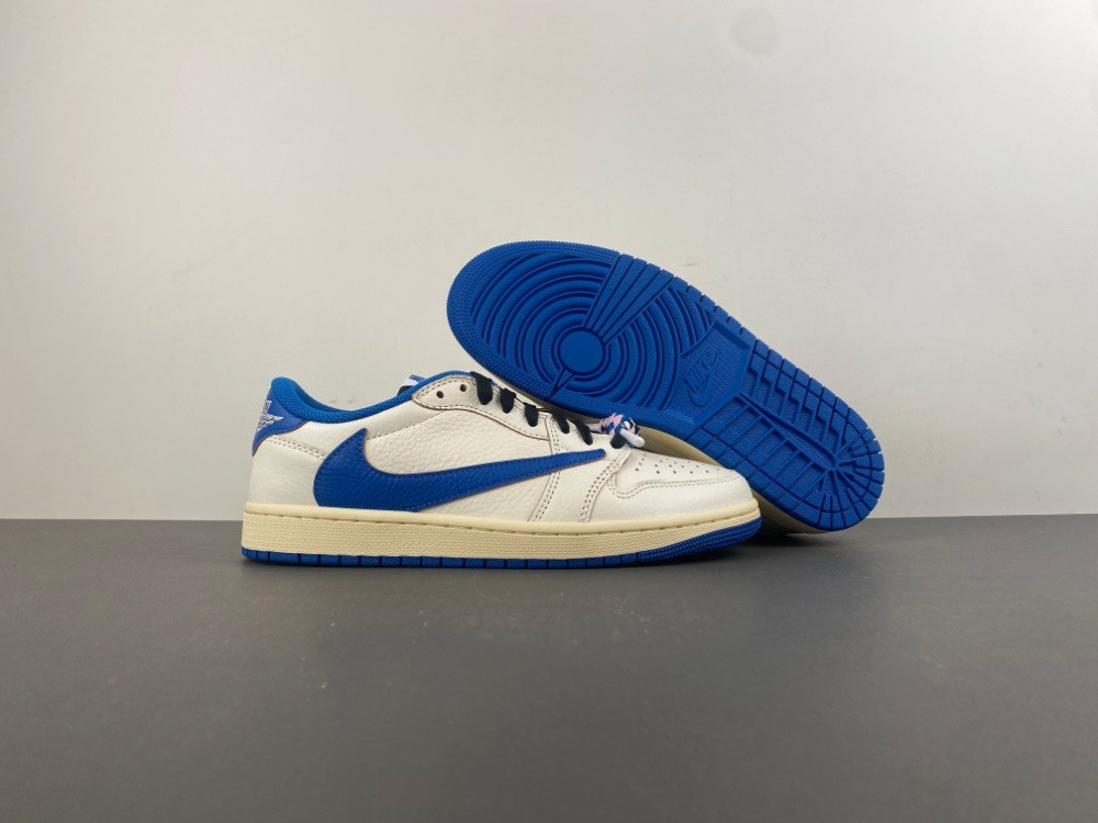 UA Air Jordan 1 Retro Low OG SP Fragment Design x Travis Scott 'Sail Military Blue'