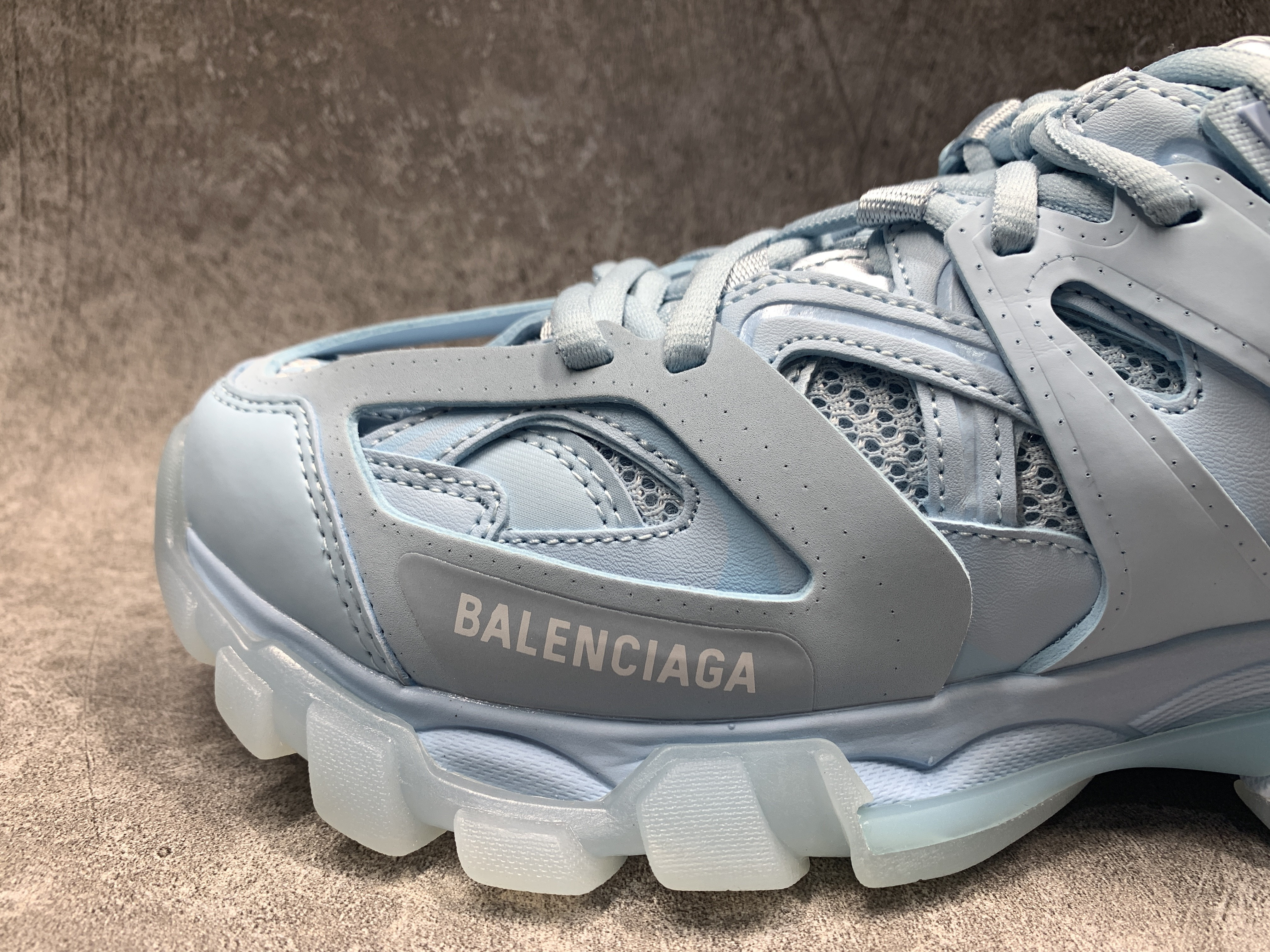 Balenciga Track Sneaker Clear Sole Light Blue