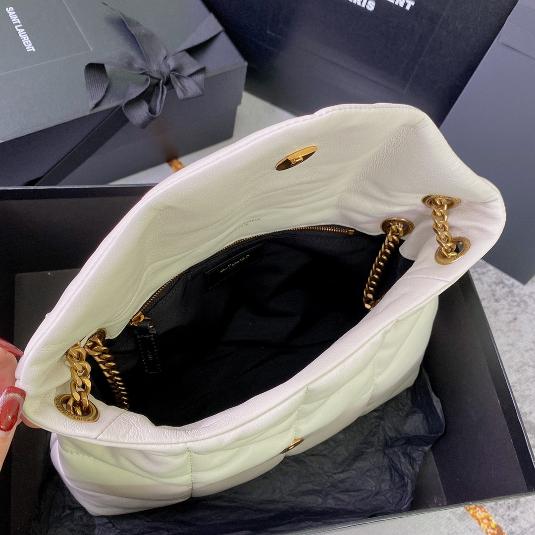 Y*L puffer small in nappa leather white 11.4 x 6.6 x 4.3 inches