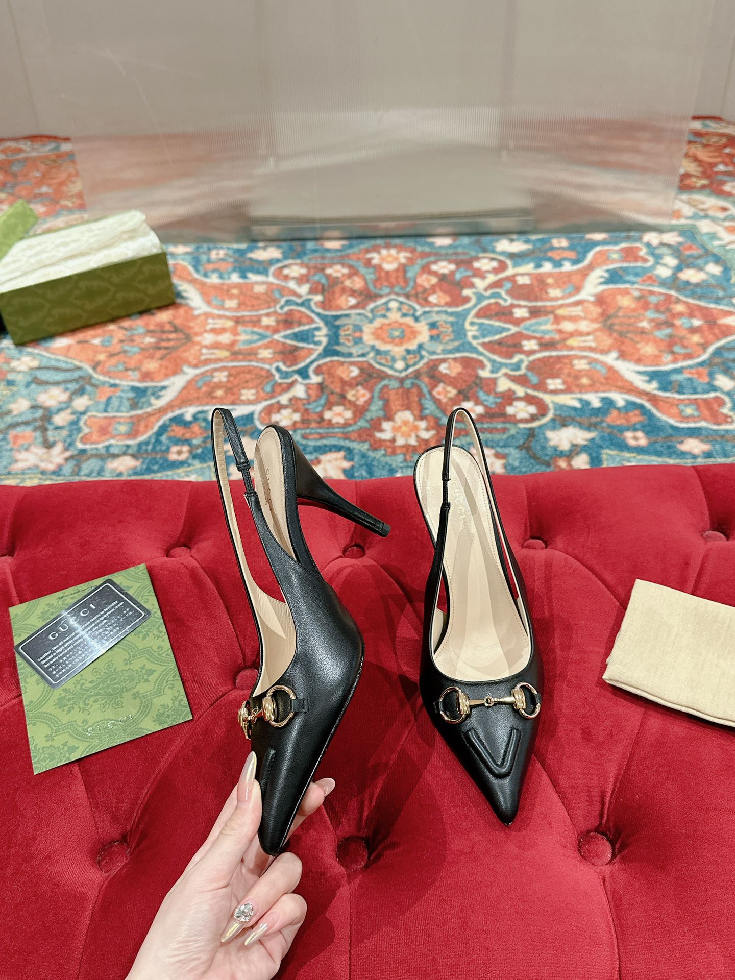 ua G*u*i horsebit slingback pump high heel