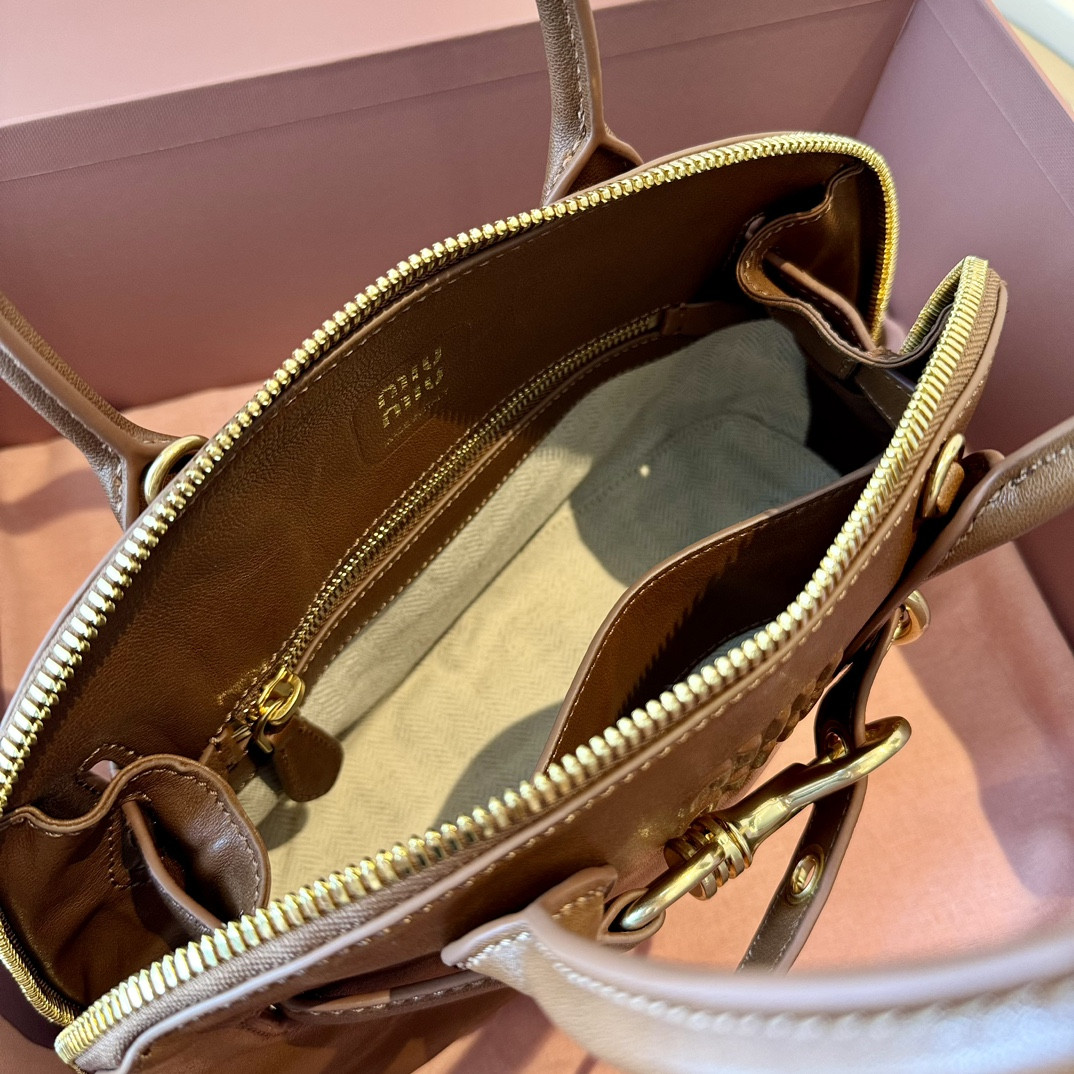 Miu Miu Aventure nappa leather top-handle bag 16.5x28x10cm