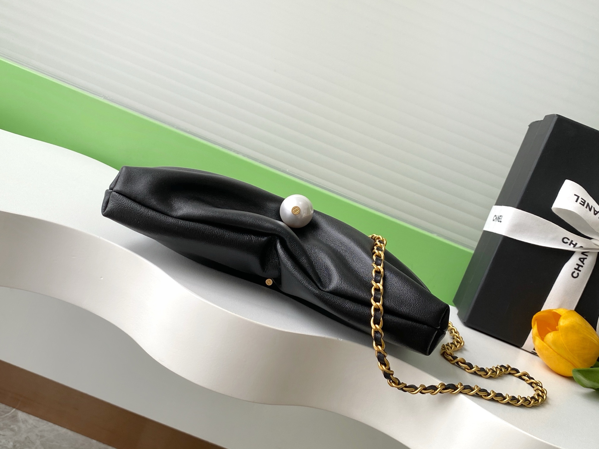 Ch*el clutch with chain 14x24x5cm